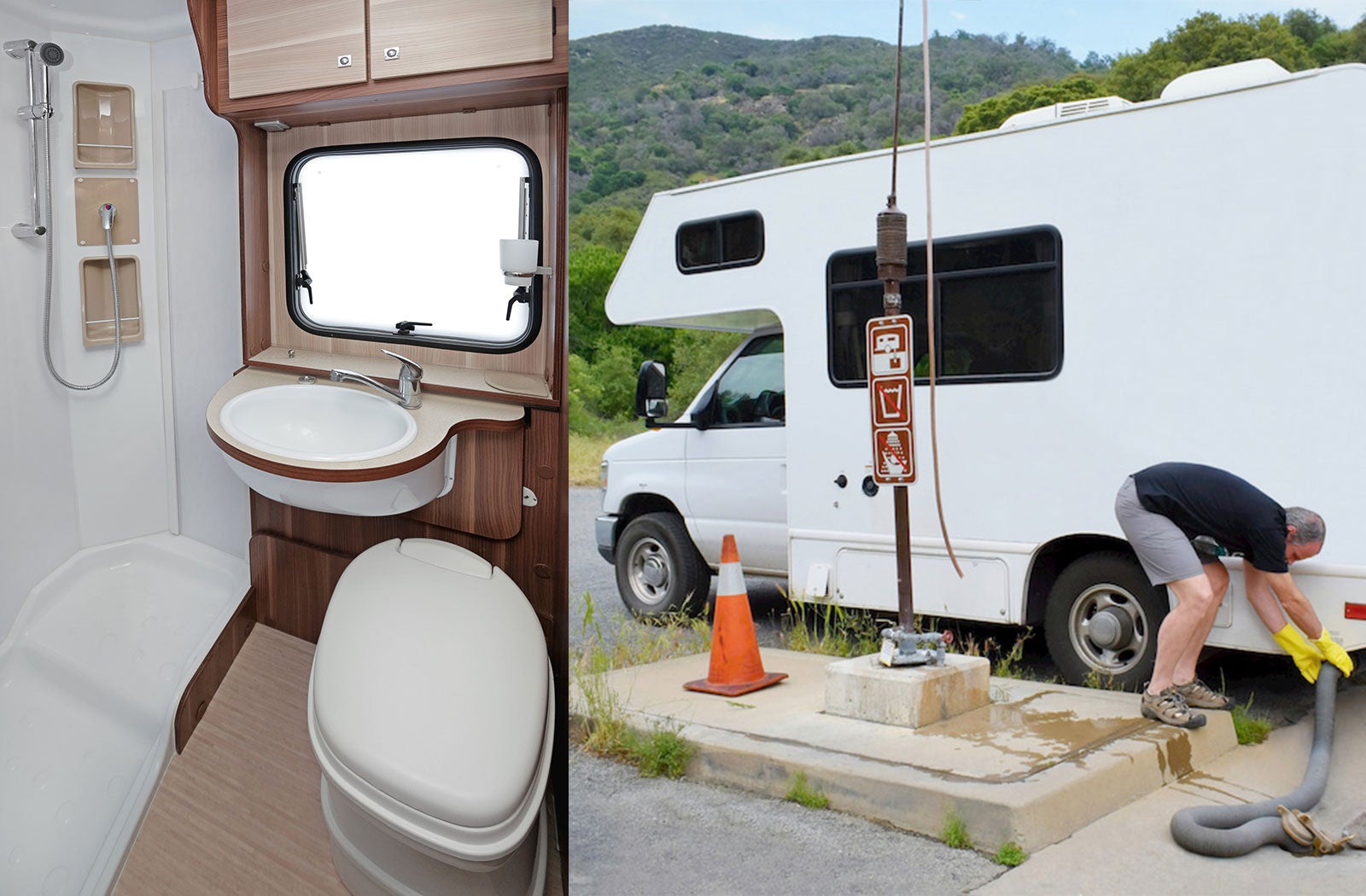 Portable RV/camper toilet and holding tank setup in Pullman, Washington